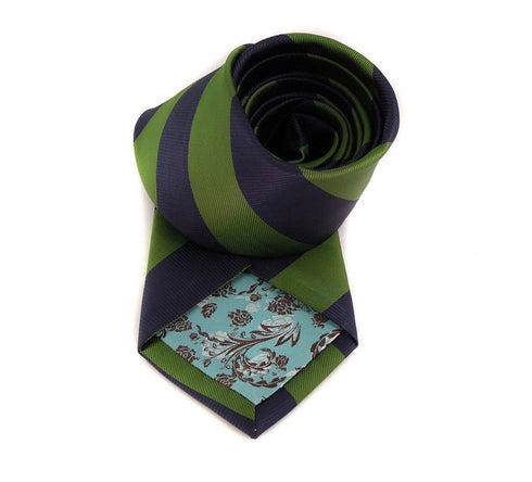 green and navy barber striped tie